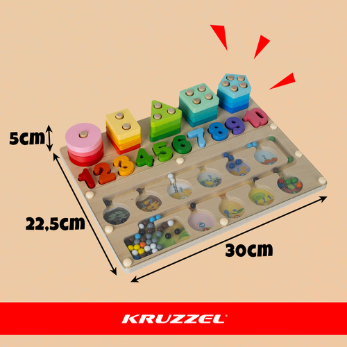 Kruzzeli puidust 3-ühes sorteerimismäng lastele.