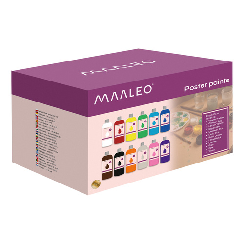 MAALEO 12 guaššvärvi komplekt, iga pudel 1000 ml.