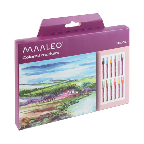 MAALEO 12 veekindla akrüülmarkeri komplekt kaunistamiseks.