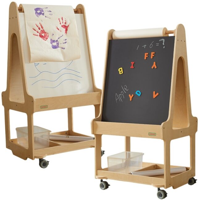 kahepoolne dry erase tahvel – MASTERKIDZ kahepoolne Dry Erase tahvel 3-ühes molbert rattad