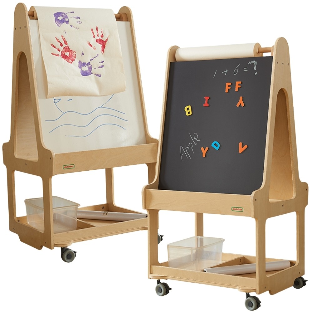 kahepoolne dry erase tahvel – MASTERKIDZ kahepoolne Dry Erase tahvel 3-ühes molbert rattad