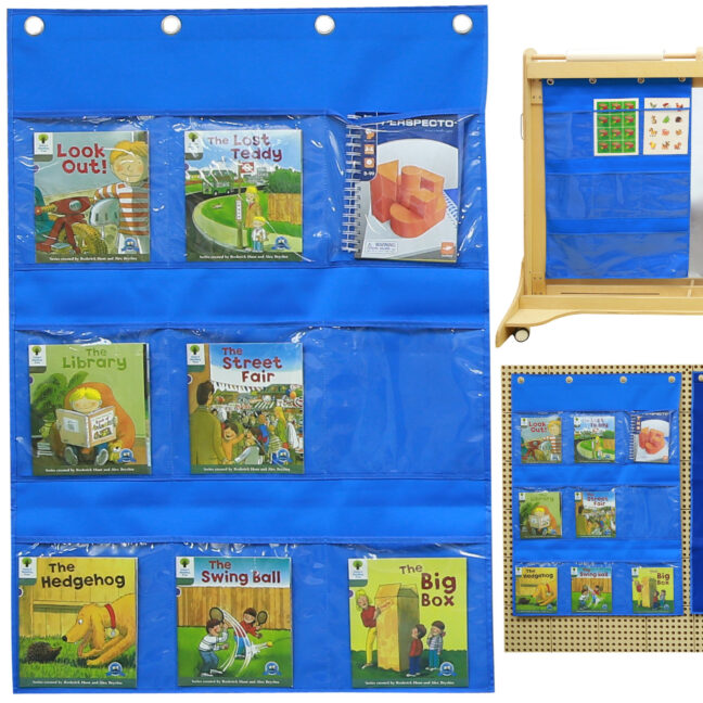 kangast hanging sheet pockets – MASTERKIDZ kangast Hanging Sheet koos Pockets Books ja Pictures sinine