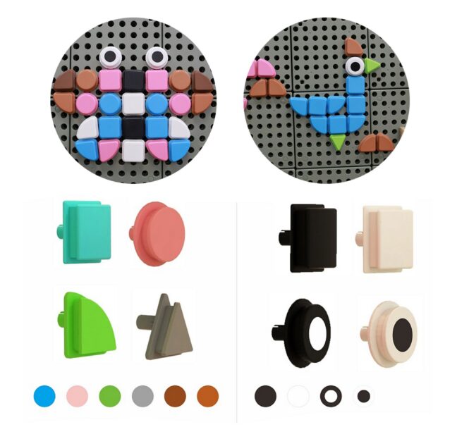 geometric shaped pegs ME14825 – MASTERKIDZ komplekt 64 Geometric Shaped Pegs STEM tahvlid (ME14825)