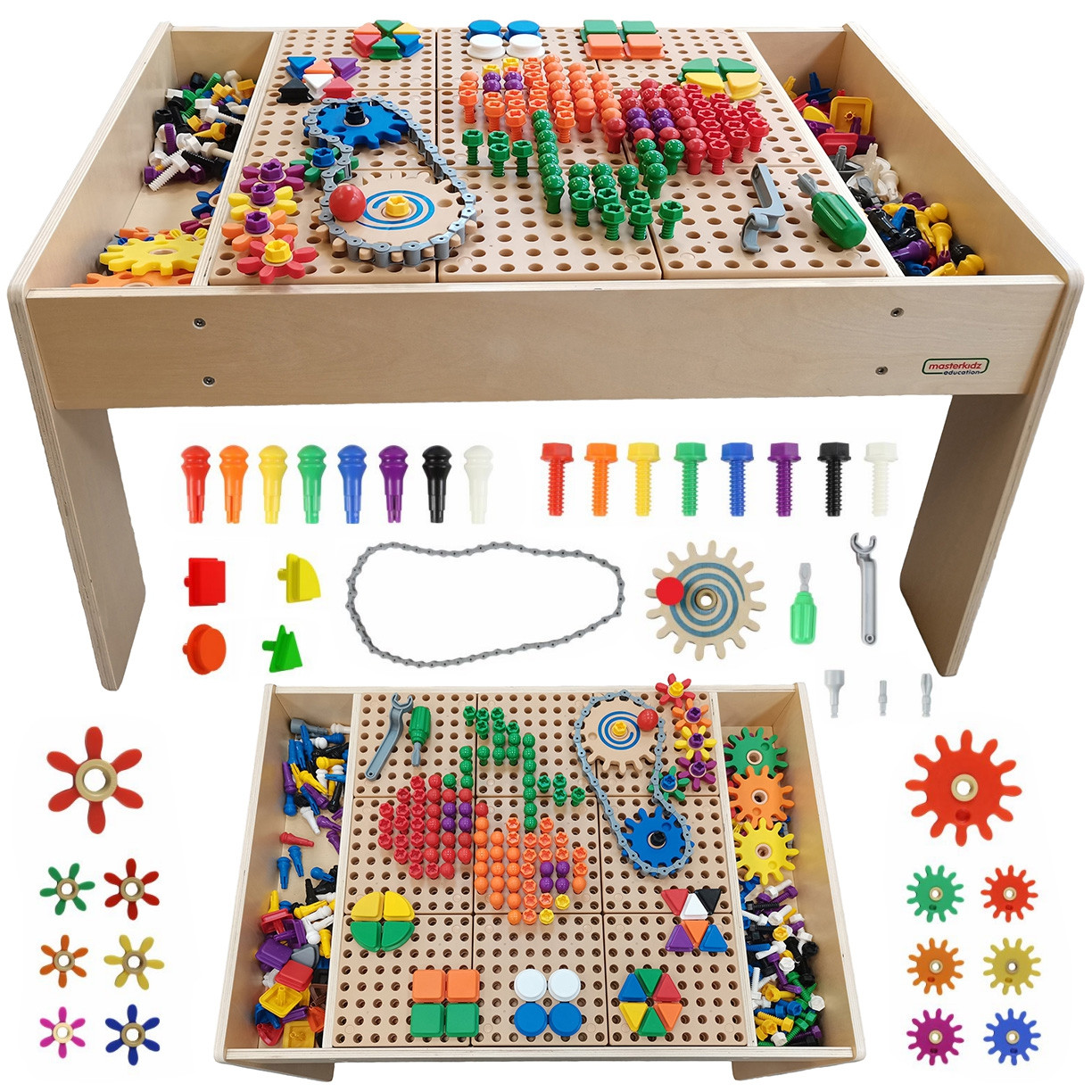 laud stem sein tarvikud – MASTERKIDZ puidust arendav laud + STEM sein tarvikud