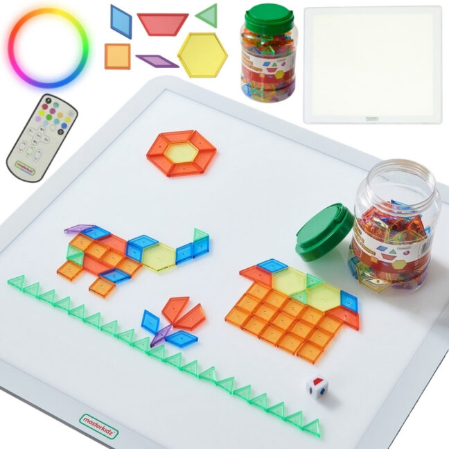 square led valgus paneel – MASTERKIDZ Square LED valgus paneel värviline + Montessori Mosaic klotsid 140 tk.