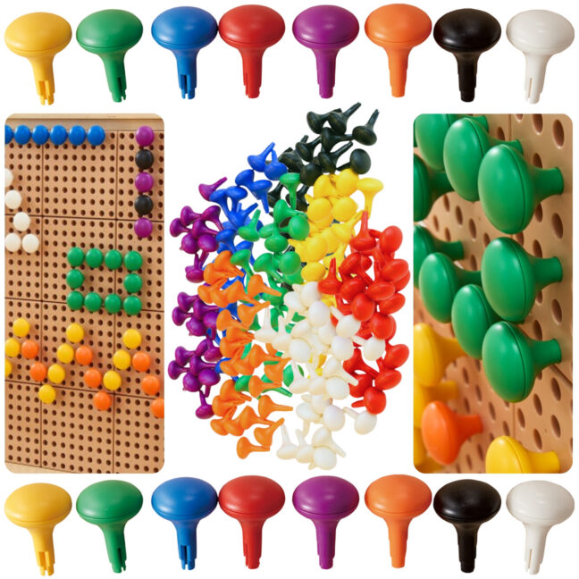 värviline jumbo pegs ME21137 – MASTERKIDZ värviline Jumbo Pegs STEM tahvel 128 tk - 8 värvid (ME21137)
