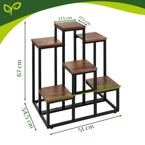 Metallist lillealus kuue riiuliga, loft-stiilis
