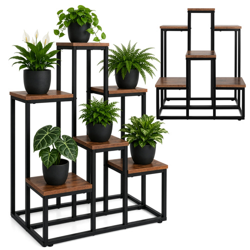Metallist lillealus kuue riiuliga, loft-stiilis