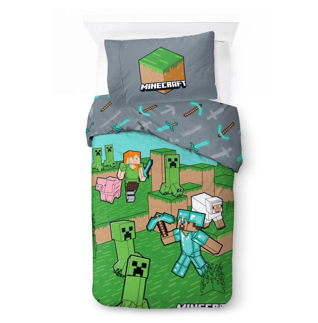 Minecraft Animals and Mobs bedding cover 140x200cm, 70x90 cm – tootepilt