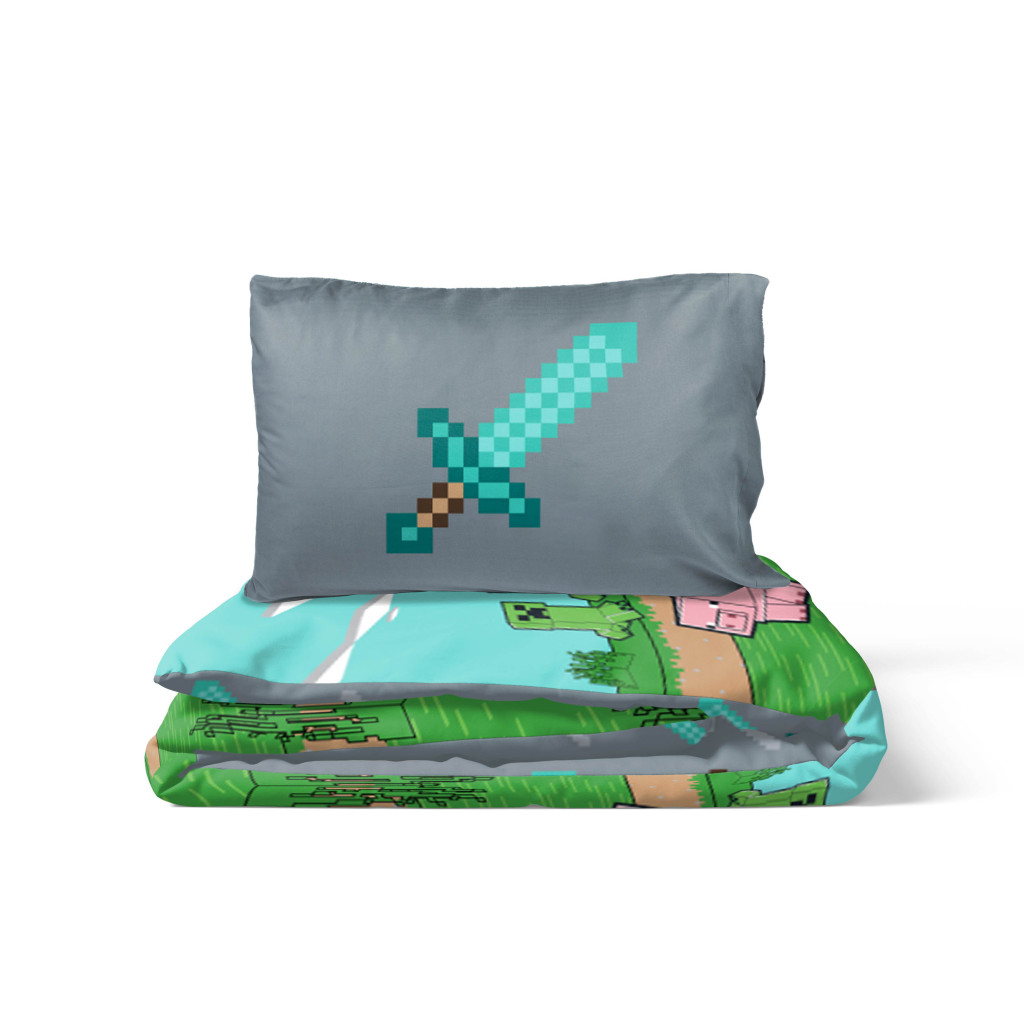 Minecraft Animals and Mobs bedding cover 140x200cm, 70x90 cm – detailvaade 2
