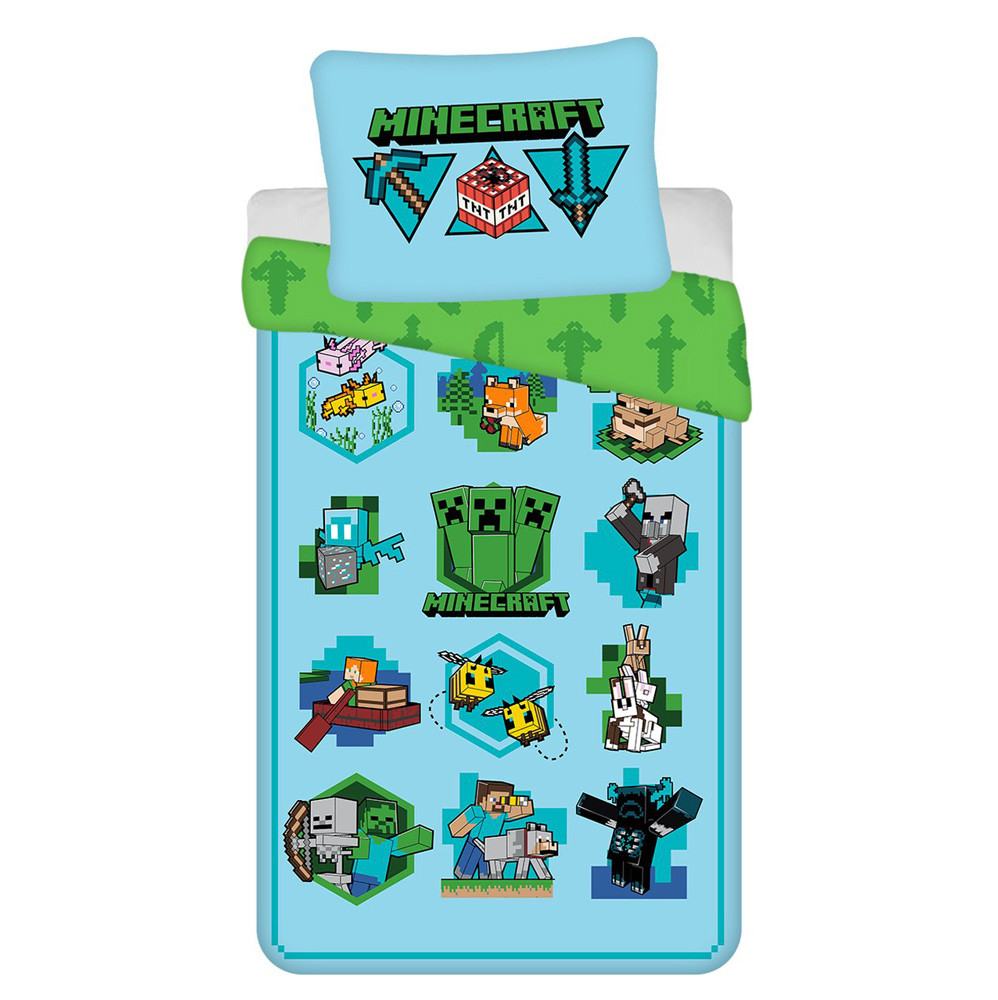 Minecraft Icons bedding cover 140x200cm, 70x90 cm – tootepilt