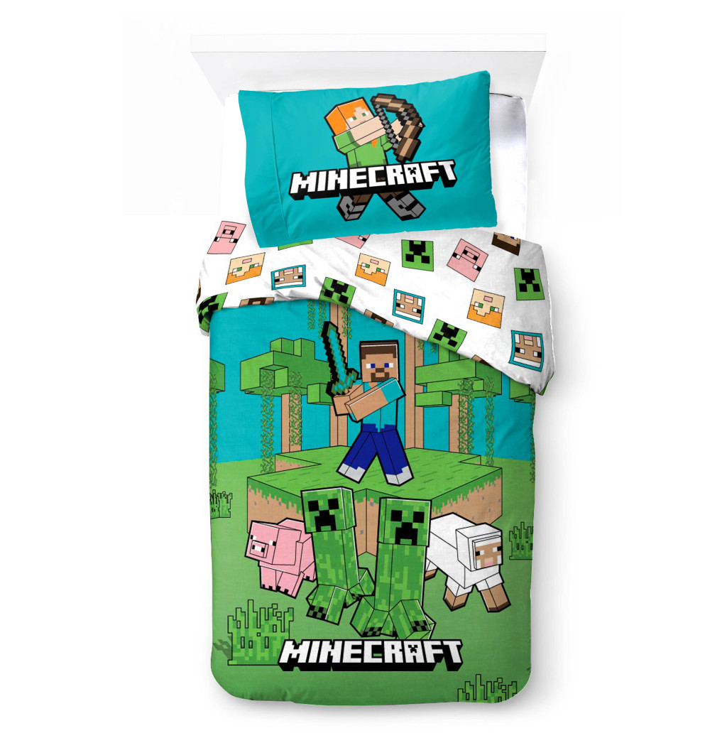 Minecraft Jungle Explore voodipesukomplekt 140x200cm, 70x90 cm – tootepilt