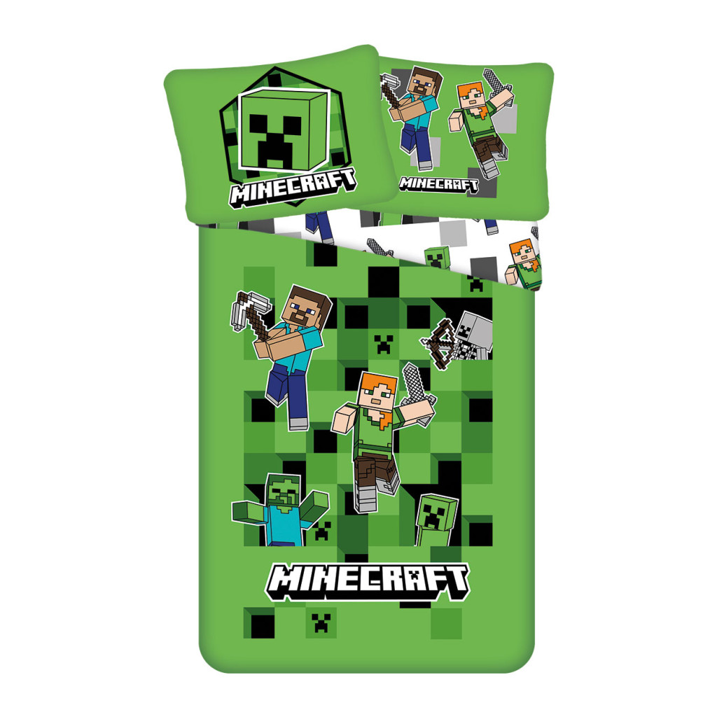 Minecraft Out of the Box voodipesukomplekt 140x200cm, 70x90 cm mikrokiud – tootepilt