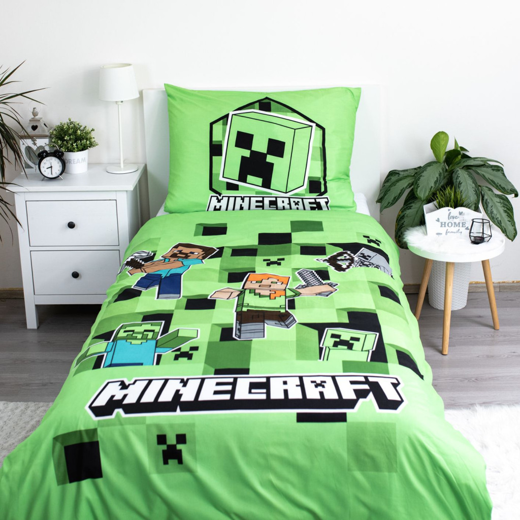 Minecraft Out of the Box voodipesukomplekt 140x200cm, 70x90 cm mikrokiud – detailvaade 2