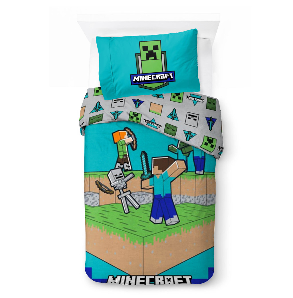 Minecraft The Fight Is On voodipesukomplekt 140x200cm, 70x90 cm – tootepilt