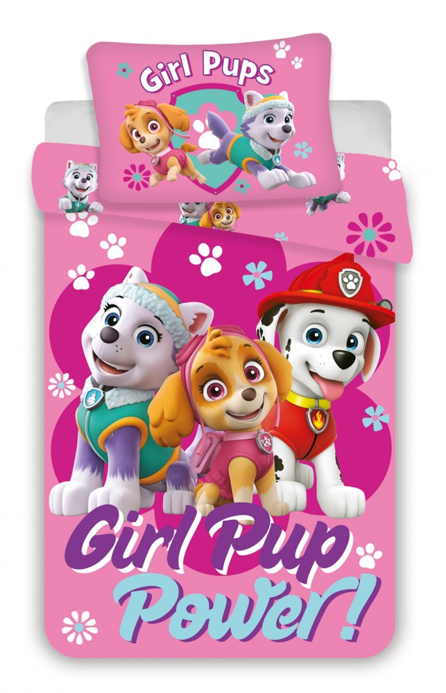 Paw Patrol Girl Power children's voodipesukomplekt 100x135 cm, 40x60 cm – tootepilt