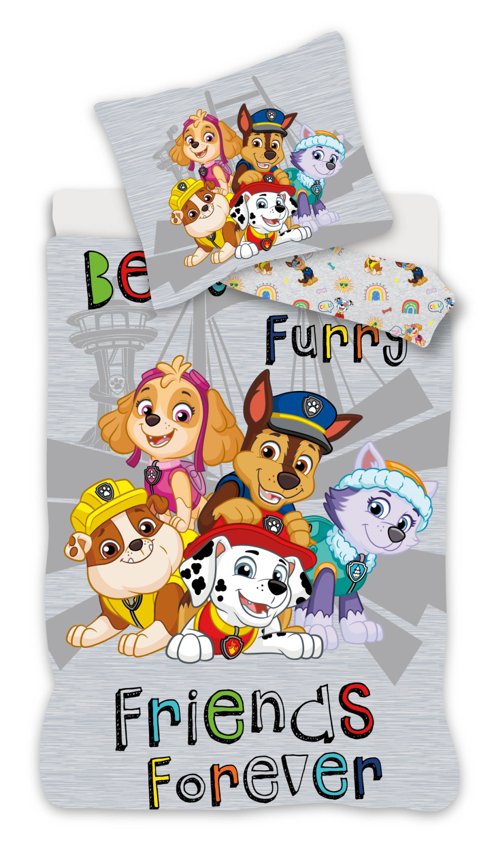 Paw Patrol Grey voodipesukomplekt 140x200cm, 70x90 cm mikrokiud – tootepilt