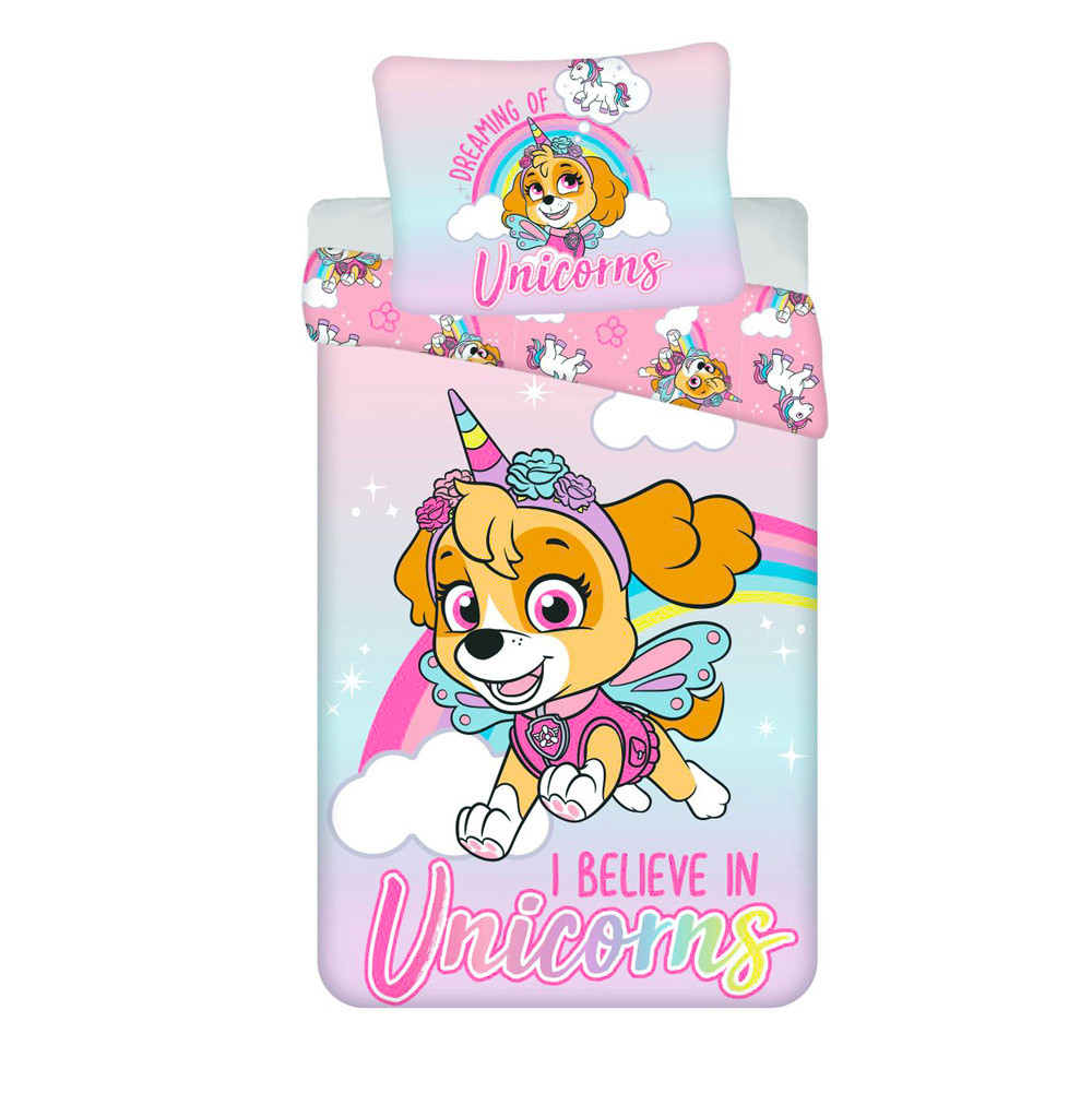 Paw Patrol Unicorn Dreams voodipesukomplekt cover 140x200 cm, 70x90 cm – tootepilt