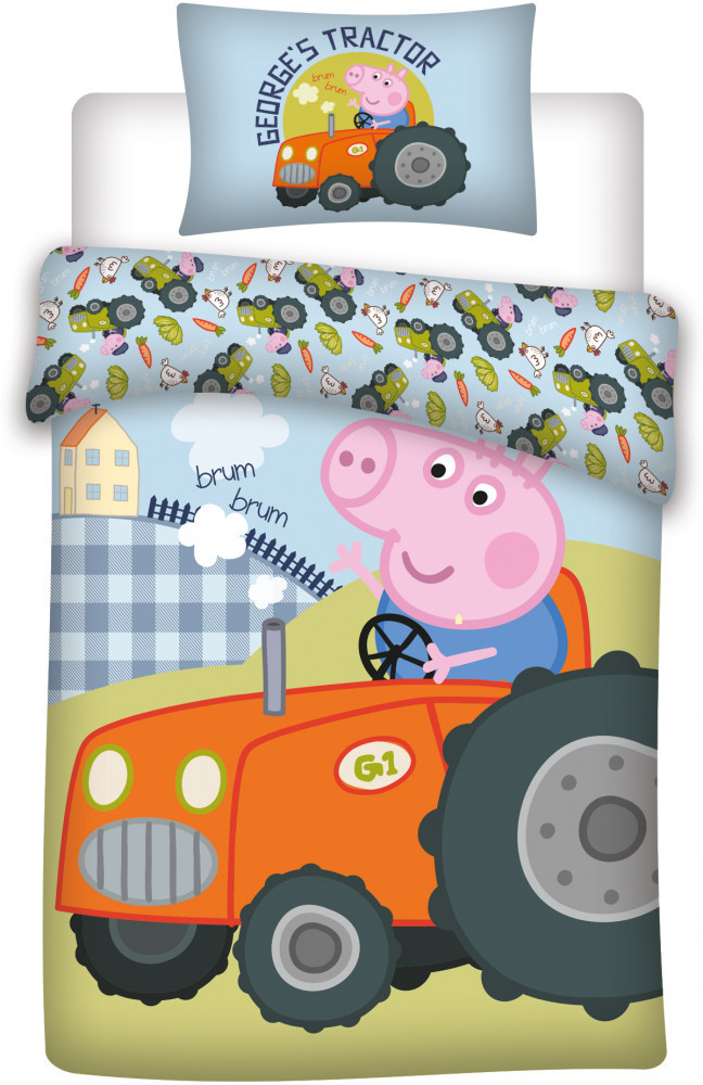 Peppa Pig George's Tractor children's voodipesukomplekt 100x135cm, 40x60 cm – tootepilt