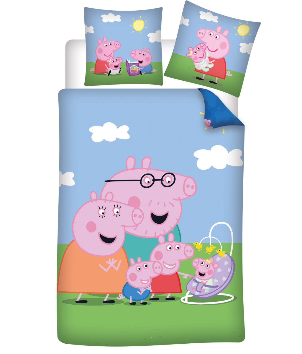 Peppa Pig New Member children's, kindergarten voodipesukomplekt 100×135cm, 40×60 cm – tootepilt