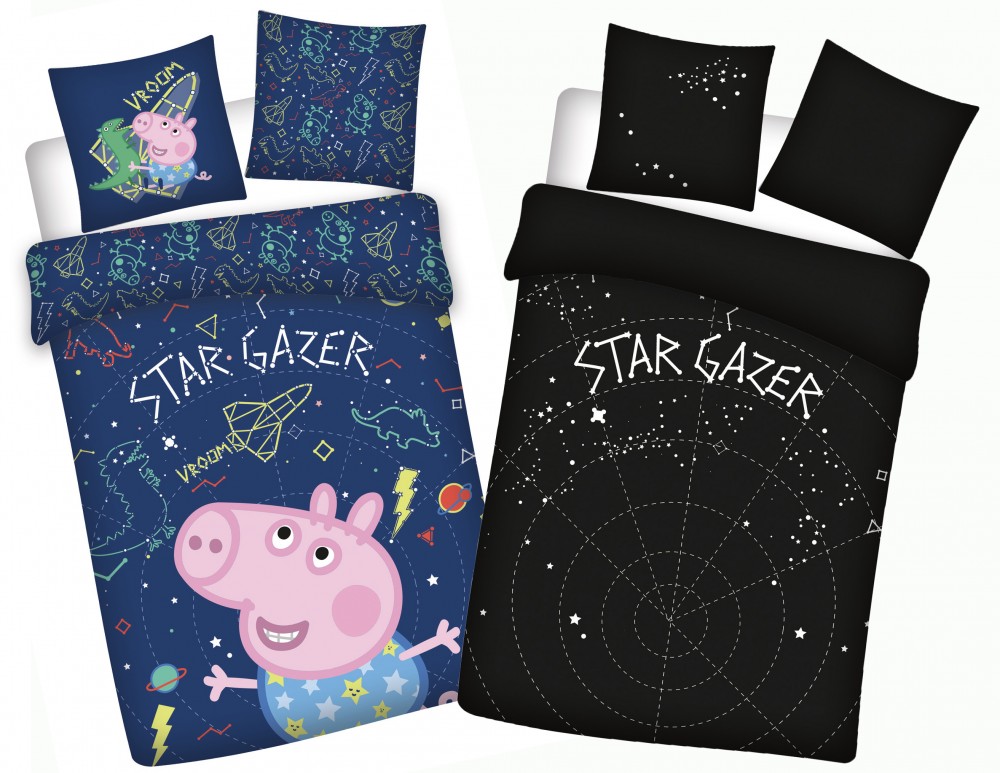 Peppa Pig Star-gazer Glow-in-the-dark children's bedding cover 100x135cm, 40x60cm – tootepilt