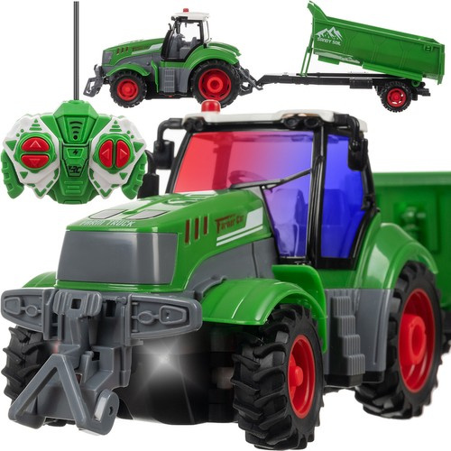 Puldiga mängutraktor kallutatava haagisega