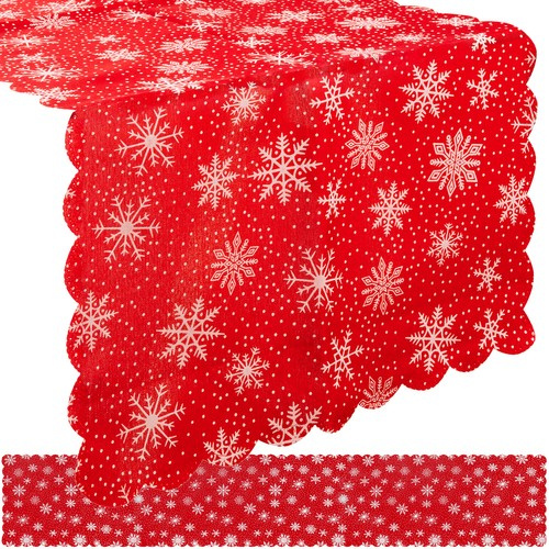 Punane lumehelvestega jõululinik, 220 × 35 cm