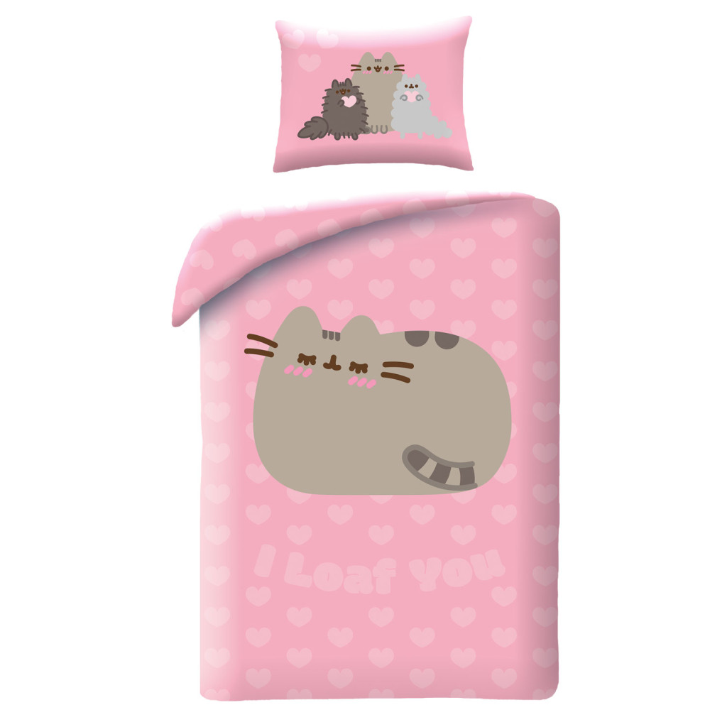 Pusheen Loaf You voodipesukomplekt 140×200cm, 70×90 cm mikrokiud – tootepilt