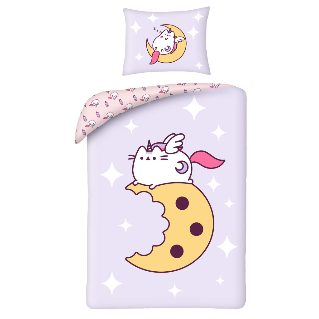 Pusheen Moon bedding cover 140×200cm, 70×90 cm mikrokiud – tootepilt