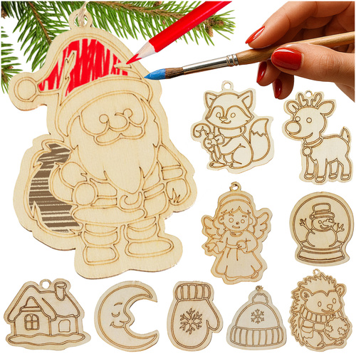 RUHHY 24 värvitavat puidust kuuseehet riputusnööridega.