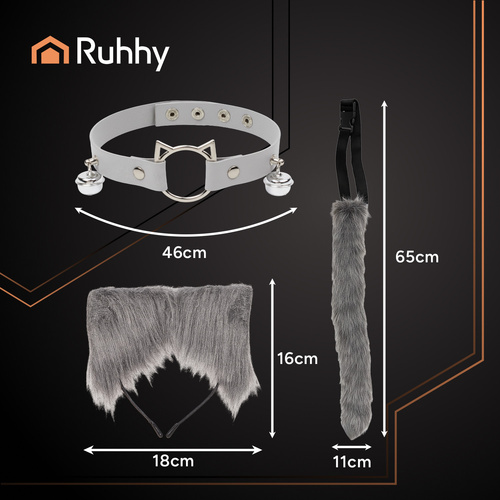 Ruhhy kassi- ja rebasekostüüm 26586, 3 osa, hall