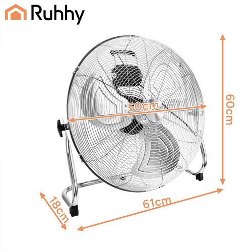 Ruhhy metallist põrandaventilaator, 50 cm, 130 W, 3 kiirust