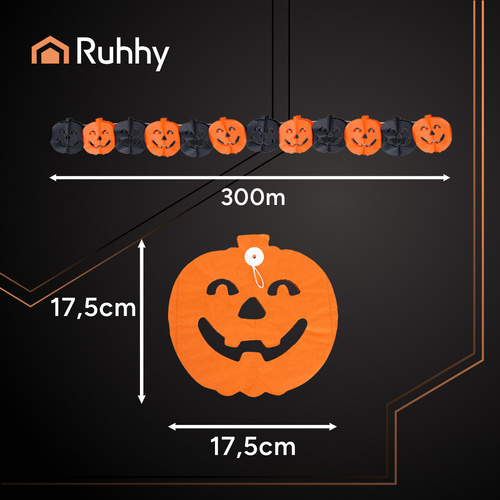 RUHHY paberist kõrvitsavanik Halloweeniks, 3 m