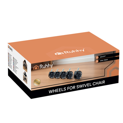 Ruhhy pöördtooli rattad 26294, 5 tk, mustad
