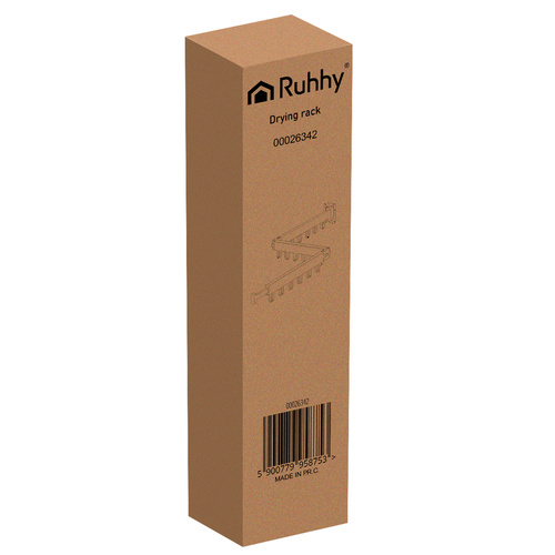 RUHHY seinale kinnitatav kokkupandav pesukuivati, 18 konksu