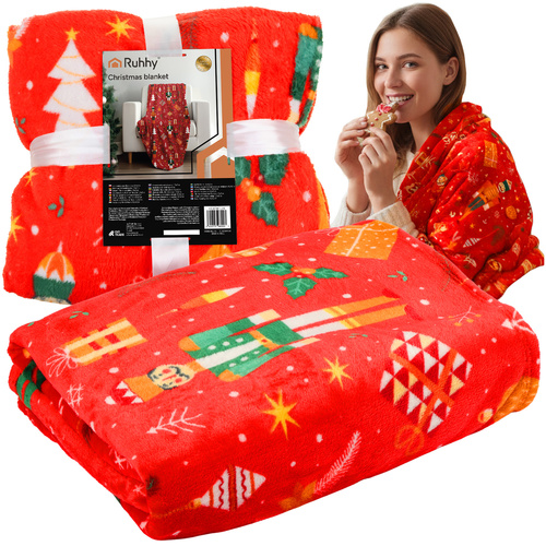 RUHHY suur jõulumustriga pleed 150 × 200 cm sobib katteks ja voodikaunistuseks.