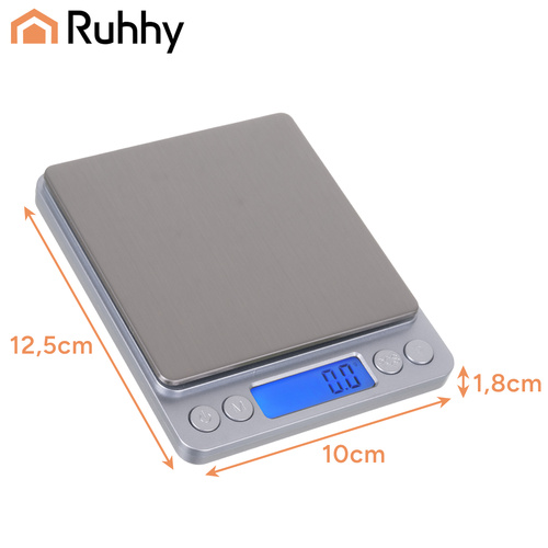 Ruhhy täppiskaal LCD-ekraani ja kahe kaalumisalusega, kuni 2 kg