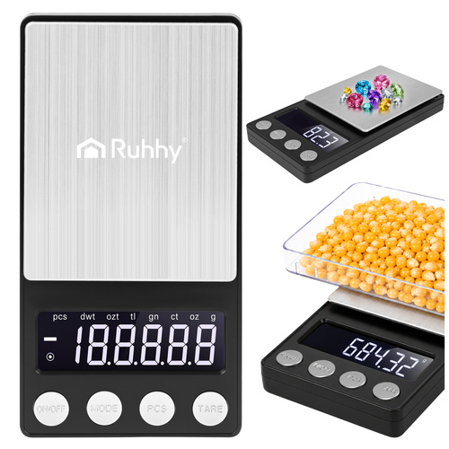Ruhhy taskukaal, kuni 500 g, täpsus 0,01 g, must