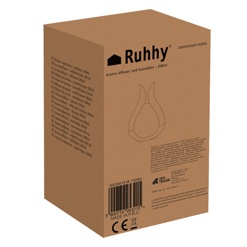 Ruhhy ultraheli-õhuniisutaja ja aroomihajuti LED-valgusega