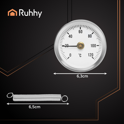 RUHHY vedrukinnitusega torutermomeeter, 0–120 °C