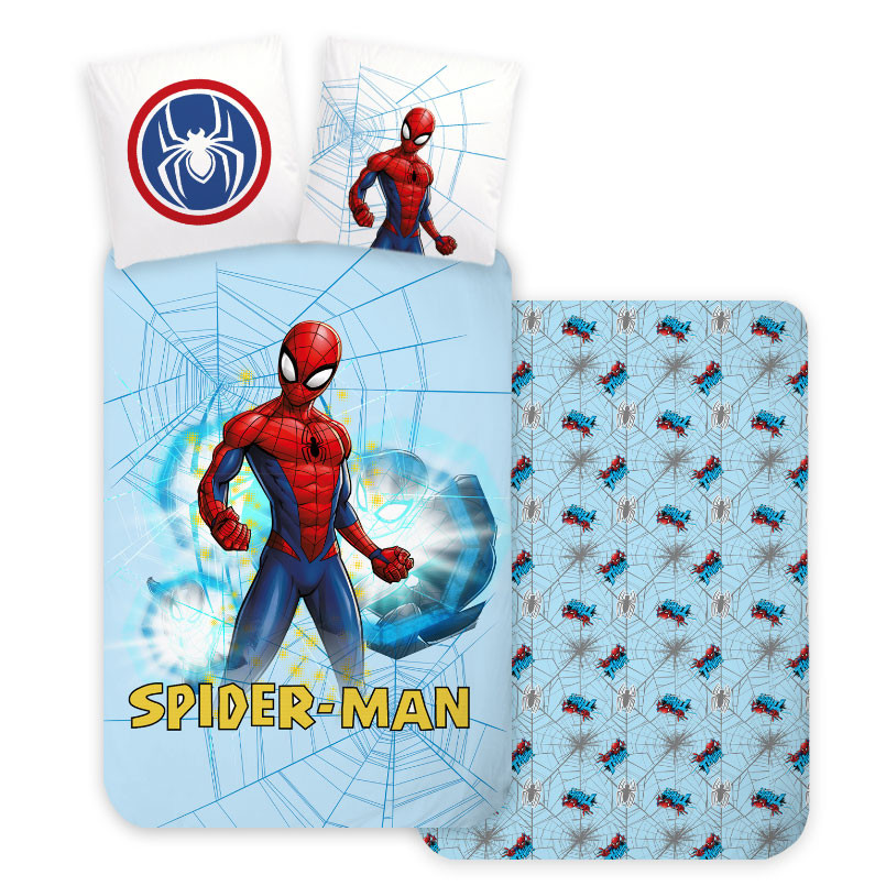 Spiderman Light Blue children's voodipesukomplekt 100x135 cm, 40x60 cm – tootepilt