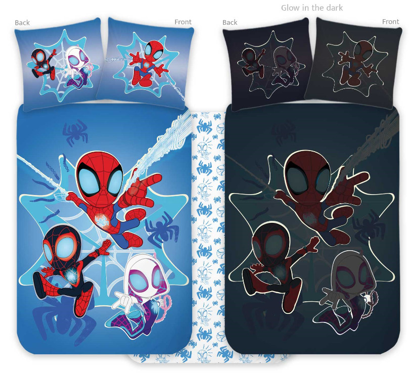 Spiderman Spidey glow-in-the-dark kid, nursery voodipesukomplekt 100x135cm, 40x60cm – tootepilt