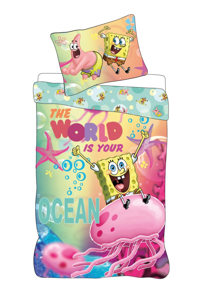 SpongeBob The World children's nursery voodipesukomplekt 100×135 cm, 40×60 cm – tootepilt