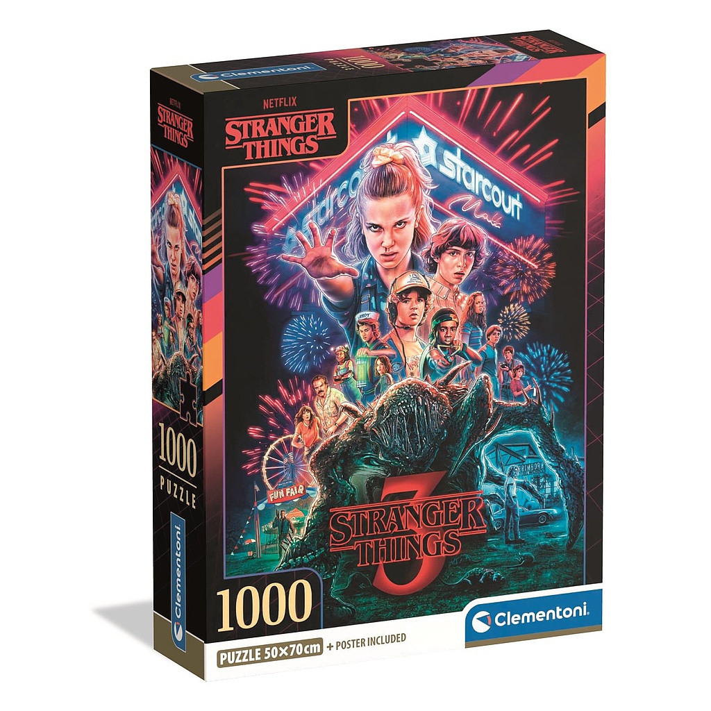 Stranger Things Starcourt Mall 1000-osaline Clementoni pusle Compact – tootepilt