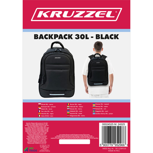 Suur must seljakott, 30 l