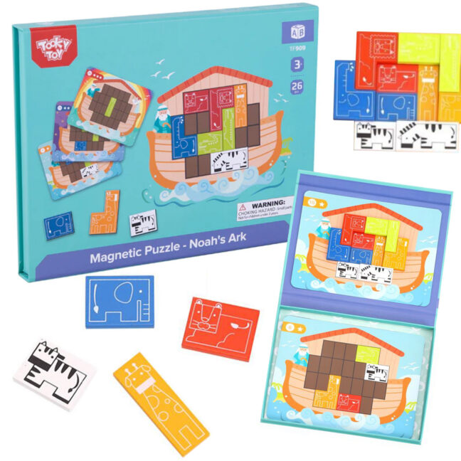 magnetiline pusle loogika tetris – TOOKY mänguasi magnetiline Montessori pusle loogika pusle Tetris Noah's Ark 26 tk.