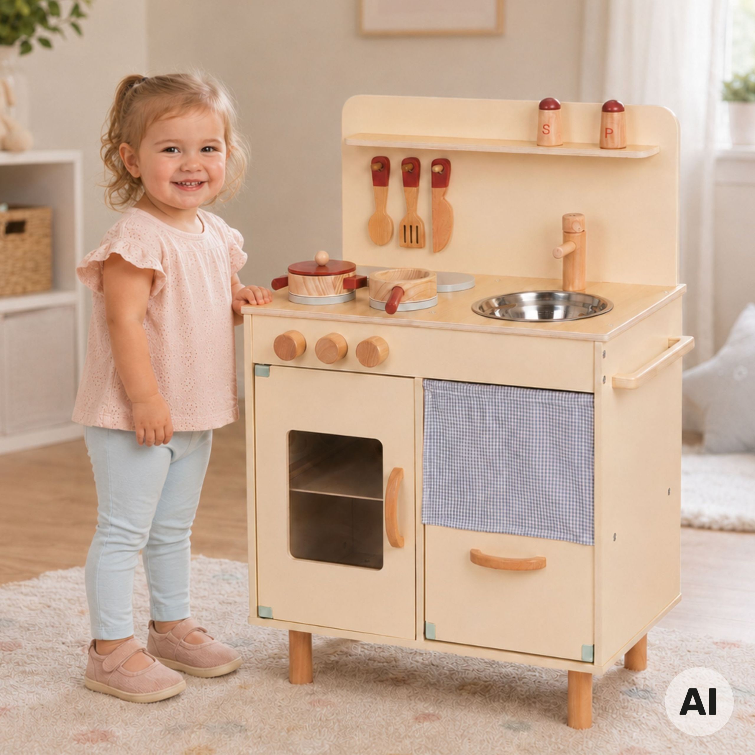 beige köök tarvikud mäng – detailvaade