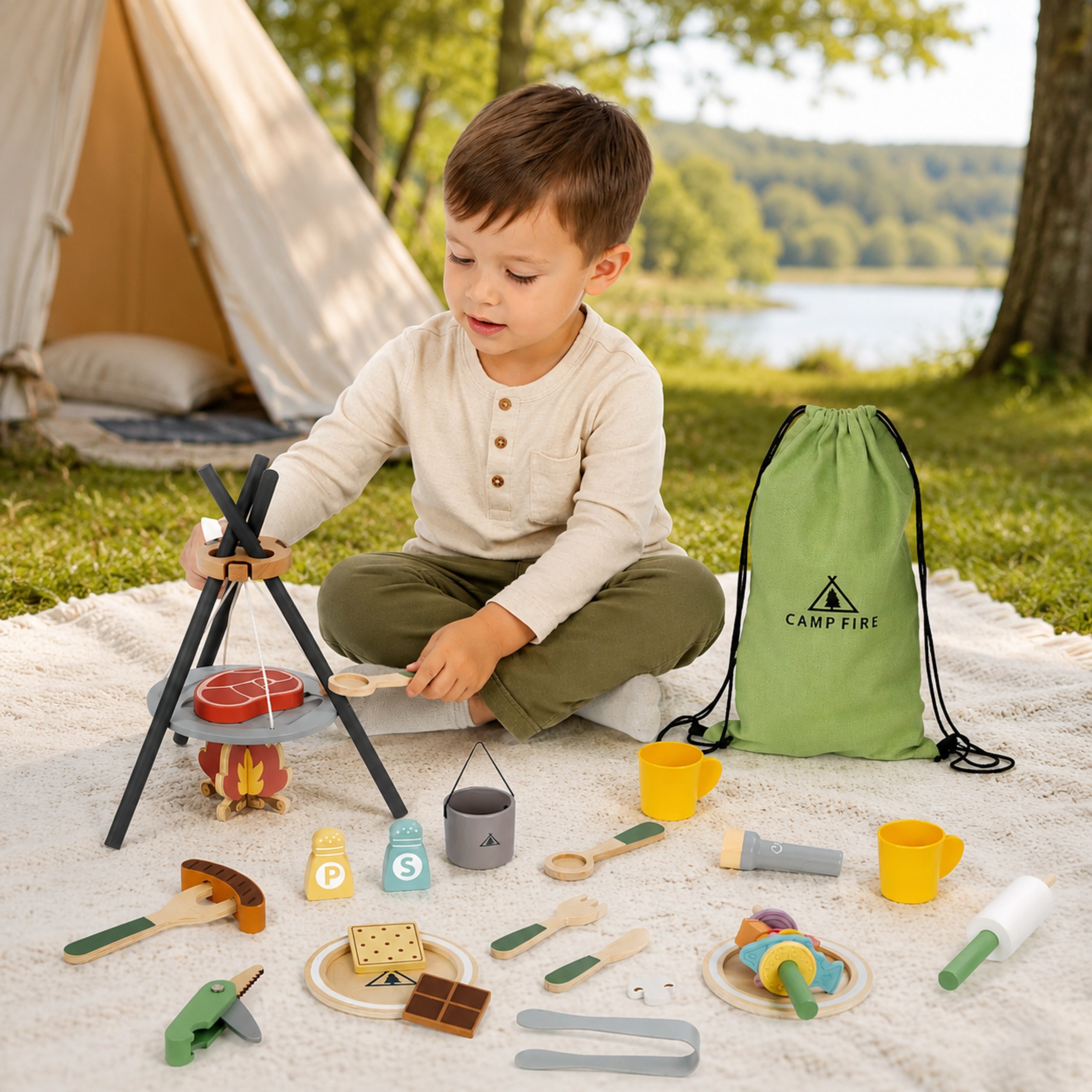 camping cooking campfire mäng – detailvaade