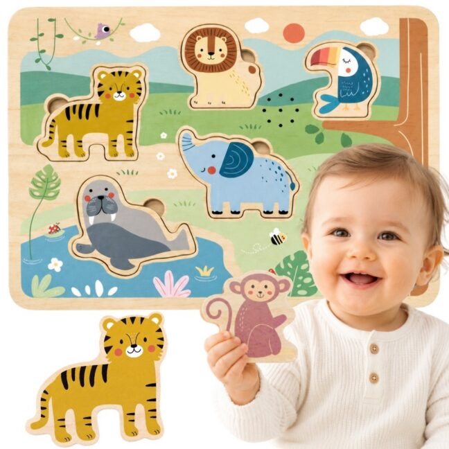 pusle interaktiivne heli wild – TOOKY mänguasi puidust pusle Montessori interaktiivne heli pusle Wild loomad safari