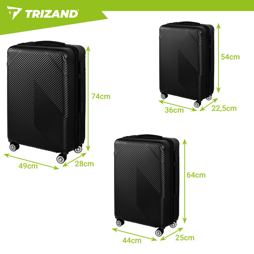 TRIZANDi ABS-reisikohvrite komplekt, 3 tk, must